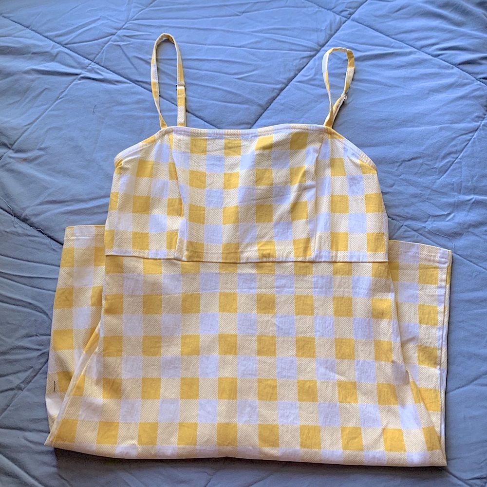 YELLOW CHECKERED MINI SUNDRESS